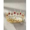 imageSWEETV Royal Queen Crown Wedding Tiara for Bride Rhinestone Tiaras and Crowns for Women Costume Headpiece for Birthday Cosplay Party CelebrationBlack0RedGold
