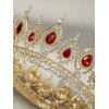 imageSWEETV Royal Queen Crown Wedding Tiara for Bride Rhinestone Tiaras and Crowns for Women Costume Headpiece for Birthday Cosplay Party CelebrationBlack0RedGold
