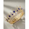 imageSWEETV Royal Queen Crown Wedding Tiara for Bride Rhinestone Tiaras and Crowns for Women Costume Headpiece for Birthday Cosplay Party CelebrationBlack1Royal Blue