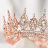 imageSWEETV Royal Queen Crown Wedding Tiara for Bride Rhinestone Tiaras and Crowns for Women Costume Headpiece for Birthday Cosplay Party CelebrationBlack4Rose Gold