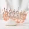 imageSWEETV Royal Queen Crown Wedding Tiara for Bride Rhinestone Tiaras and Crowns for Women Costume Headpiece for Birthday Cosplay Party CelebrationBlack4Rose Gold