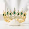 imageSWEETV Royal Queen Crown Wedding Tiara for Bride Rhinestone Tiaras and Crowns for Women Costume Headpiece for Birthday Cosplay Party CelebrationBlack5Green