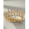 imageSWEETV Royal Queen Crown Wedding Tiara for Bride Rhinestone Tiaras and Crowns for Women Costume Headpiece for Birthday Cosplay Party CelebrationBlack6Gold