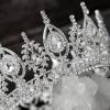 imageSWEETV Royal Queen Crown Wedding Tiara for Bride Rhinestone Tiaras and Crowns for Women Costume Headpiece for Birthday Cosplay Party CelebrationBlack7Silver