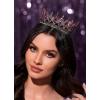 imageSWEETV Royal Queen Crown Wedding Tiara for Bride Rhinestone Tiaras and Crowns for Women Costume Headpiece for Birthday Cosplay Party CelebrationBlackHot Pink