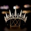 imageSWEETV Tiaras and Crowns for Women Crystal Wedding Tiara for Bride Metal Silver Crown Costume Party Accessories for Birthday Halloween PromGold