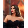 imageSWEETV Tiaras and Crowns for Women Crystal Wedding Tiara for Bride Metal Silver Crown Costume Party Accessories for Birthday Halloween PromRed