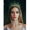 imageSWEETV Tiaras and Crowns for Women Wedding Tiara for Bride Rhinestone Queen Crown Crystal Costume Hair Accessories for Birthday Prom Quinceanera CelebrationGreen