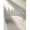 imageSWEETV Tiaras and Crowns for Women Wedding Tiara for Bride Rhinestone Queen Crown Crystal Costume Hair Accessories for Birthday Prom Quinceanera CelebrationOld Gold