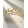 imageSWEETV Tiaras and Crowns for Women Wedding Tiara for Bride Rhinestone Queen Crown Crystal Costume Hair Accessories for Birthday Prom Quinceanera CelebrationGold