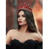 imageSWEETV Tiaras and Crowns for Women Wedding Tiara for Bride Rhinestone Queen Crown Crystal Costume Hair Accessories for Birthday Prom Quinceanera CelebrationRed