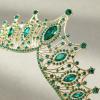 imageSWEETV Vintage Tiaras and Crowns for Women Queen Crown Costume Headpiece for Halloween Quinceanera Pageant PromGoldGreen