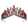 imageSWEETV Gothic Red Tiaras and Crowns for Women Wedding Tiara for Bride Crystal Princess Tiara Ruby Queen Crown Costume Party Hair Accessories for Brithday Prom HalloweenRed