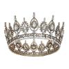 imageSWEETV Royal Queen Crown Wedding Tiara for Bride Rhinestone Tiaras and Crowns for Women Costume Headpiece for Birthday Cosplay Party CelebrationBlackOld Gold