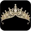 imageSWEETV Vintage Tiaras and Crowns for Women Queen Crown Costume Headpiece for Halloween Quinceanera Pageant PromGold