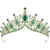 imageSWEETV Vintage Tiaras and Crowns for Women Queen Crown Costume Headpiece for Halloween Quinceanera Pageant PromGoldGreen