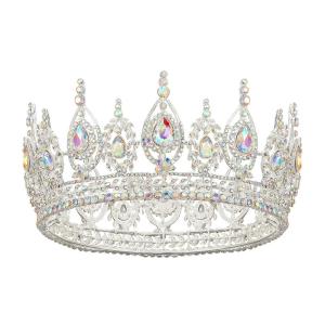 imageSWEETV Royal Queen Crown Wedding Tiara for Bride Rhinestone Tiaras and Crowns for Women Costume Headpiece for Birthday Cosplay Party CelebrationBlack3MulticoloredSilver