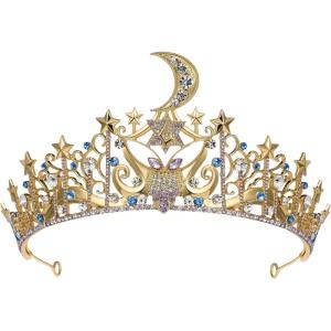 imageSWEETV Tarot Tiara Crown Queen Crowns for Women Princess Tiara Diadem for Halloween Costume Cosplay PartyII The High Priestess