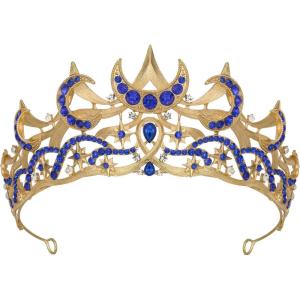 imageSWEETV Tarot Tiara Crown Queen Crowns for Women Princess Tiara Diadem for Halloween Costume Cosplay PartyThe Moon