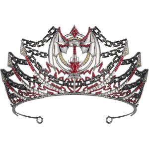 imageSWEETV Tarot Tiara Crown Queen Crowns for Women Princess Tiara Diadem for Halloween Costume Cosplay PartyXv the Devil