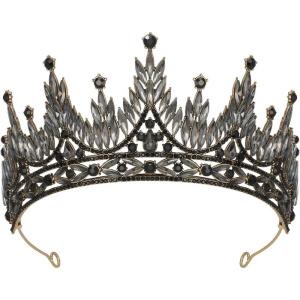 imageSWEETV Tiaras and Crowns for Women Wedding Tiara for Bride Rhinestone Queen Crown Crystal Costume Hair Accessories for Birthday Prom Quinceanera CelebrationBlack