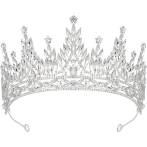 imageSWEETV Tiaras and Crowns for Women Wedding Tiara for Bride Rhinestone Queen Crown Crystal Costume Hair Accessories for Birthday Prom Quinceanera Celebration03silver