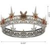 imageSWEETV Animal Totem King Crown for Men and WomenMetal Tiara Costume Hair Accessories for Knight Witch Gothic HalloweenOwl Antique Goldgreen