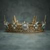 imageSWEETV Animal Totem King Crown for Men and WomenMetal Tiara Costume Hair Accessories for Knight Witch Gothic HalloweenOwl Antique Goldgreen