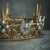 imageSWEETV Animal Totem King Crown for Men and WomenMetal Tiara Costume Hair Accessories for Knight Witch Gothic HalloweenOwl Antique Goldgreen