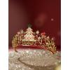 imageSWEETV Christmas Jeweled Crown Merry Tree Tiara Rhinestone Headband Costume Accessories for Merry Christmas Party for Women Girls Xmas Box SetMerry TreeMerry Tree Crown Red