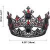 imageSWEETV King Crown for Men Mens Tiara Prince Diadem Royal Medieval Hair Accessory for Cosplay Birthday Prom HalloweenBlackRed