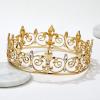 imageSWEETV Royal Full Round King Crown Crystal Tiara for Men Party Hats Costume AccessoriesGold