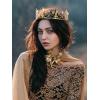 imageSWEETV Royal Full Round King Crown Crystal Tiara for Men Party Hats Costume AccessoriesGold