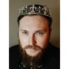 imageSWEETV Royal Full Round King Crown Crystal Tiara for Men Party Hats Costume AccessoriesPure Silver