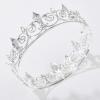 imageSWEETV Royal Full Round King Crown Crystal Tiara for Men Party Hats Costume AccessoriesPure Silver