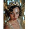 imageSWEETV Zodiac Crown Tiara for Women Crystal Queen Crown Wedding Headpiece for Bride Rhinestone Princess Gold Tiara for Birthday Quinceanera Pageant PromSagittarius