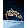 imageSWEETV Zodiac Crown Tiara for Women Crystal Queen Crown Wedding Headpiece for Bride Rhinestone Princess Gold Tiara for Birthday Quinceanera Pageant PromAries