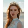 imageSWEETV Zodiac Crown Tiara for Women Crystal Queen Crown Wedding Headpiece for Bride Rhinestone Princess Gold Tiara for Birthday Quinceanera Pageant PromLeo