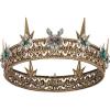 imageSWEETV Animal Totem King Crown for Men and WomenMetal Tiara Costume Hair Accessories for Knight Witch Gothic HalloweenOwl Antique Goldgreen
