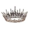 imageSWEETV Queen Crown for Women Wedding Crown for Bride Gothic Tiara Headpiece Rhinestone Dark Hair Accessories for Brithday Cosplay Party Prom HalloweenClearBronze