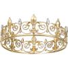 imageSWEETV Royal Full Round King Crown Crystal Tiara for Men Party Hats Costume AccessoriesGold