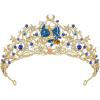 imageSWEETV Zodiac Crown Tiara for Women Crystal Queen Crown Wedding Headpiece for Bride Rhinestone Princess Gold Tiara for Birthday Quinceanera Pageant PromSagittarius