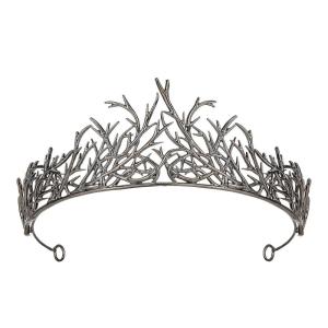 imageSWEETV Gothic Tiara Crown Black Grey Tiaras and Crowns for Women Girls Branch Diadem Costume Headpiece for Wedding Birthday Party Cosplay HalloweenThorn Bush