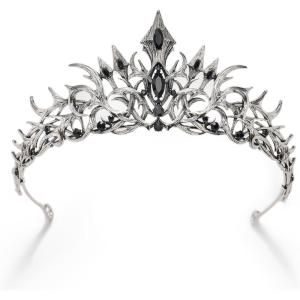 imageSWEETV Halloween Crown  Vines of the Underworld Black Gothic Tiara for Women ampamp Girls Baroque Crown for Costume PartyEternal Darkness