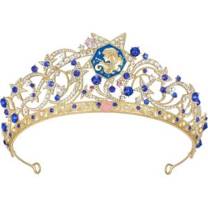 imageSWEETV Zodiac Crown Tiara for Women Crystal Queen Crown Wedding Headpiece for Bride Rhinestone Princess Gold Tiara for Birthday Quinceanera Pageant PromVirgo