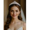 imageSWEETV Dante Enchanted Leaf TiaraCrowns for Women Zircon Queen Crown Wedding Tiaras for Bride Princess Tiara Headpieces Headband for Birthday Quinceanera Pageant PromKeisha Radiant Cascade