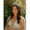 imageSWEETV Dante Enchanted Leaf TiaraCrowns for Women Zircon Queen Crown Wedding Tiaras for Bride Princess Tiara Headpieces Headband for Birthday Quinceanera Pageant PromGwyn Laurel Leaf