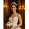 imageSWEETV Dante Enchanted Leaf TiaraCrowns for Women Zircon Queen Crown Wedding Tiaras for Bride Princess Tiara Headpieces Headband for Birthday Quinceanera Pageant PromDelfine