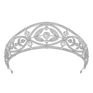 imageSWEETV Dante Enchanted Leaf TiaraCrowns for Women Zircon Queen Crown Wedding Tiaras for Bride Princess Tiara Headpieces Headband for Birthday Quinceanera Pageant PromGwyn Laurel Leaf