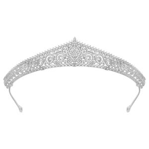 imageSWEETV Dante Enchanted Leaf TiaraCrowns for Women Zircon Queen Crown Wedding Tiaras for Bride Princess Tiara Headpieces Headband for Birthday Quinceanera Pageant PromDolcissimo Eternal Zircon
